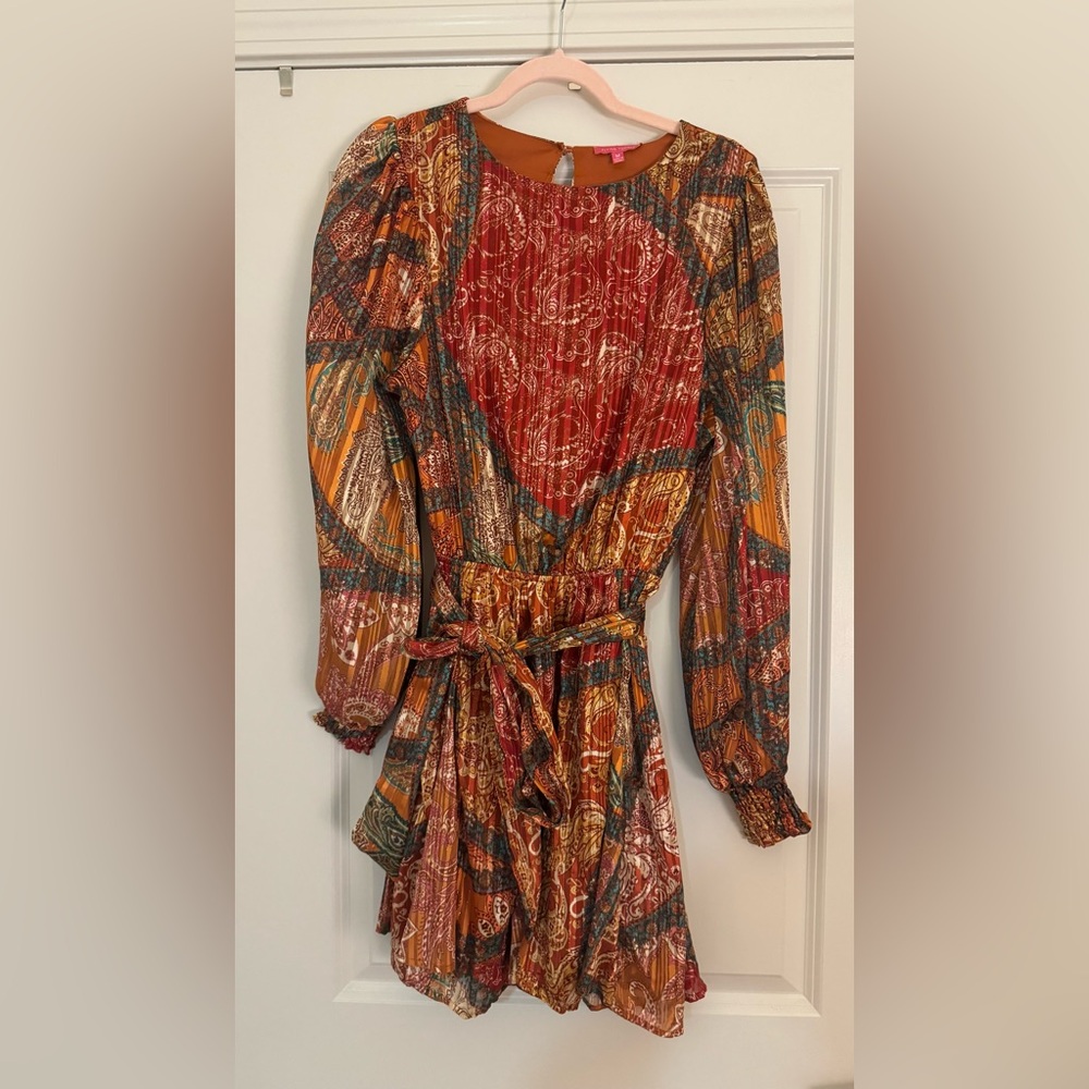 Flying Tomato Red and Orange Long Sleeve Dress